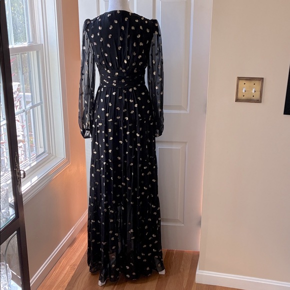 Intermix Leila Gown Maxi Chiffon Dress Long Sleeve Black Size 2 NWT - Picture 11 of 15